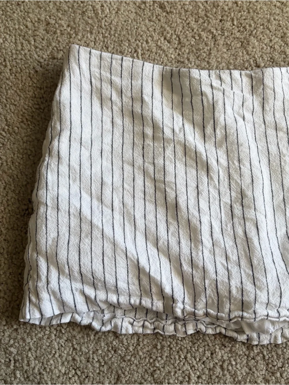 Abercrombie And Fitch White Black Stripped Linen Blend Mini Skort Skirt Large 32